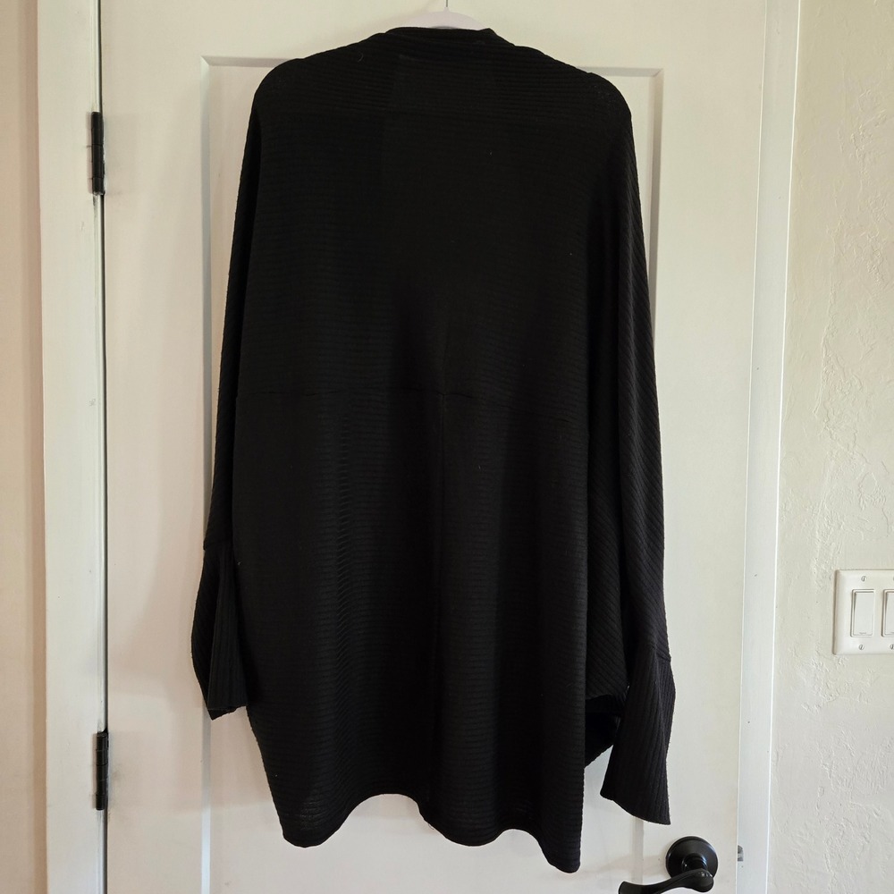 Emery Rose Sweater Womens XXL Black Ribbed Open Front Cardigan Shawl Collar - Picture 7 of 8